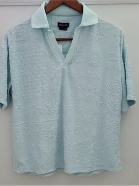 Urban Outfitters - Standard Cloth Terry Polo Shirt Light Blue Size Small NWT